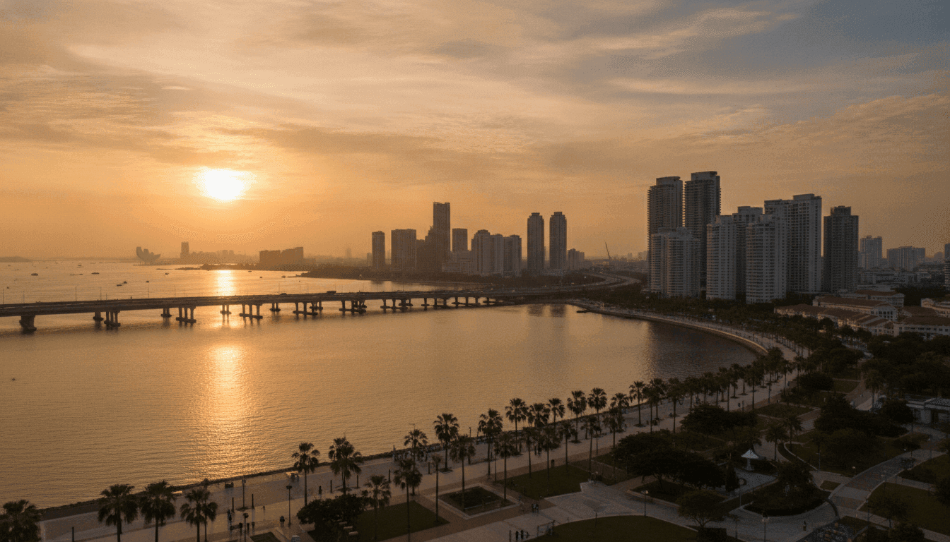 Johor Bahru (JB) cityscape backdrop for custom software work in Johor
