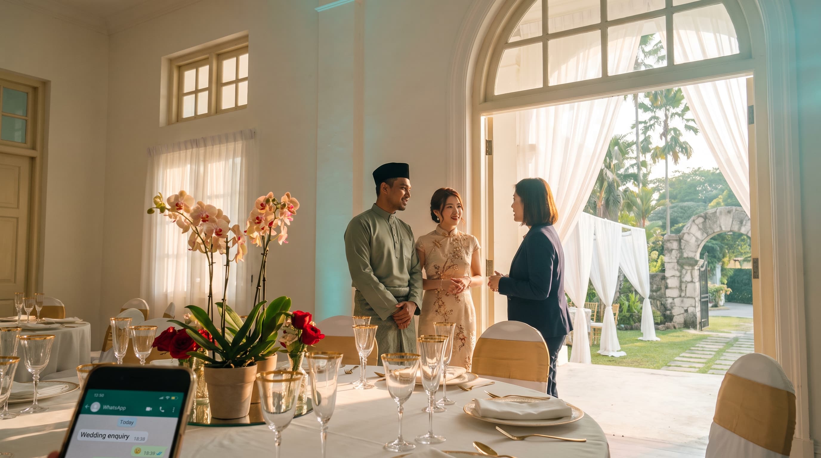 Ipoh AI Chatbot case study — A 9-year-old Ipoh garden wedding venue was losing its owner to WhatsApp — 1,400 messages a month, 70% asking the same three questions