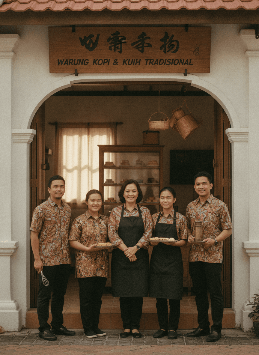 A loyal regular being served at a small, well-run Malaysian business
