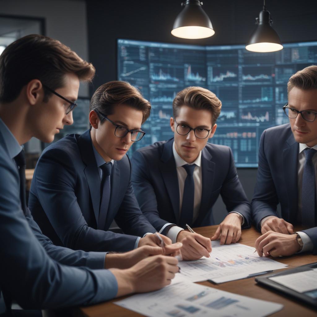 A team of professionals collaborating on strategic financial plans.