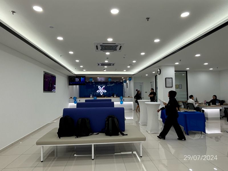 A modern banking hall showcasing AFFIN Bank's commitment to customer service and innovation.