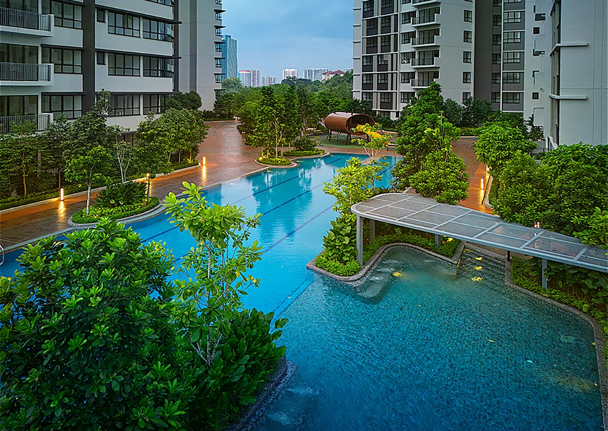 An artist's impression of a modern, green-focused residential area by IOI Properties Group.