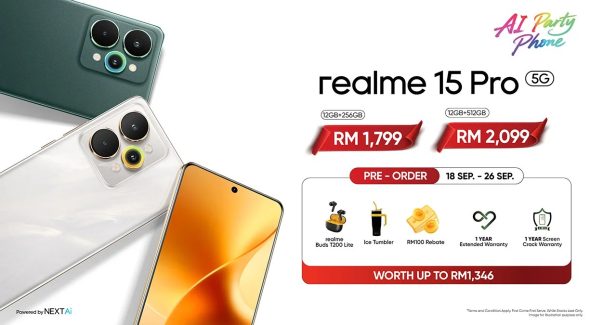 Pre-orders for the new realme 15 series smartphones now open in Malaysia; starting from RM1,499