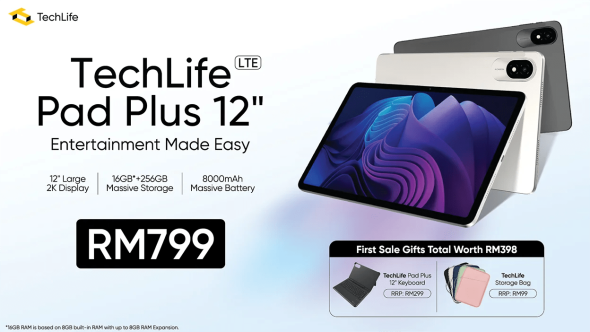 Brand-new TechLife Pad Plus 12″ LTE tablet now available in Malaysia @ RM799