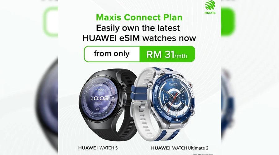 HUAWEI Malaysia adds Maxis eSIM support to the WATCH 5 and WATCH Ultimate 2 smartwatches