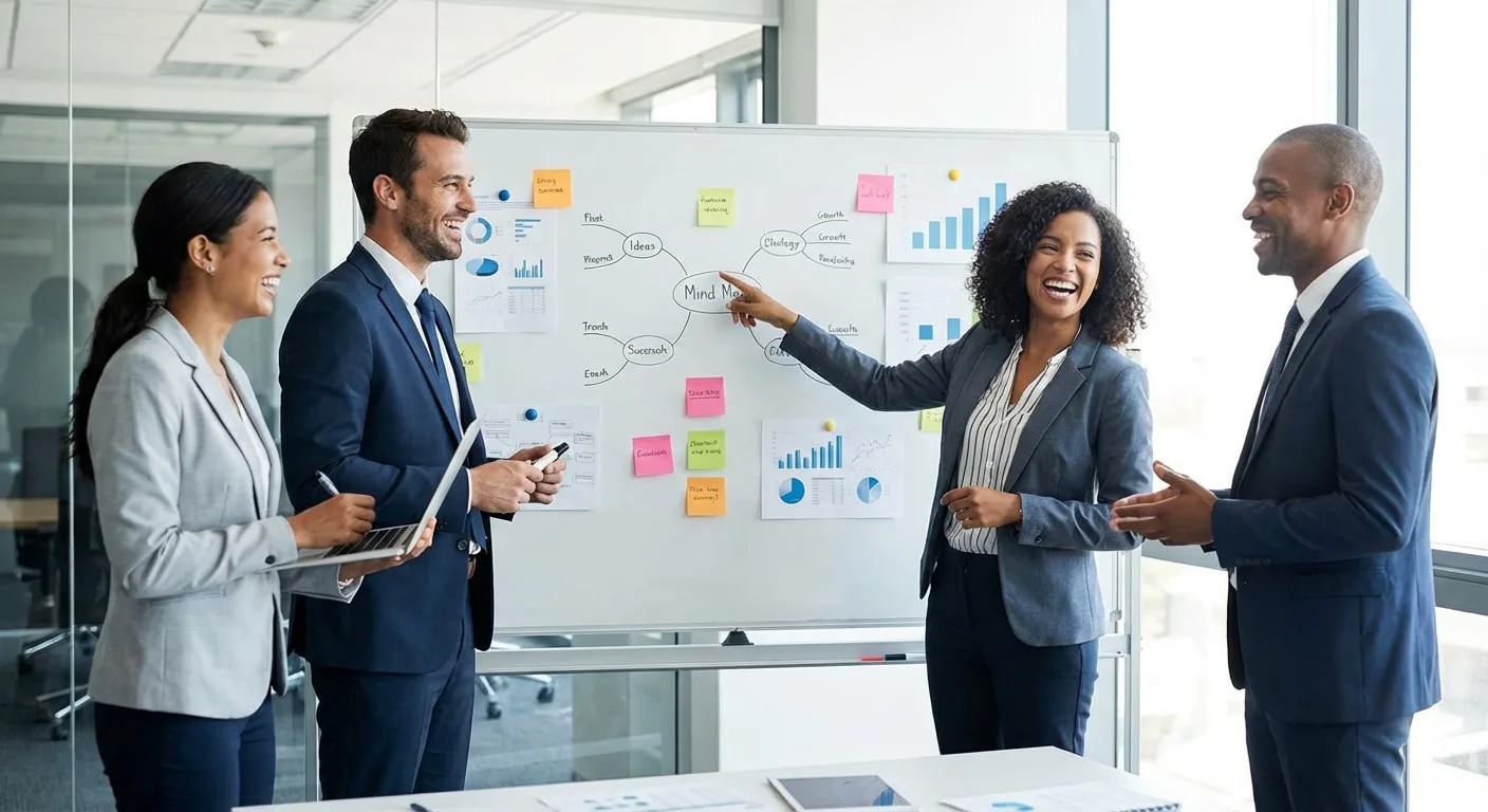 A team of business professionals collaborating on a new strategy.